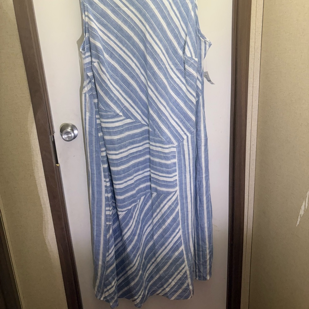Blue and White Striped Maxi Dress